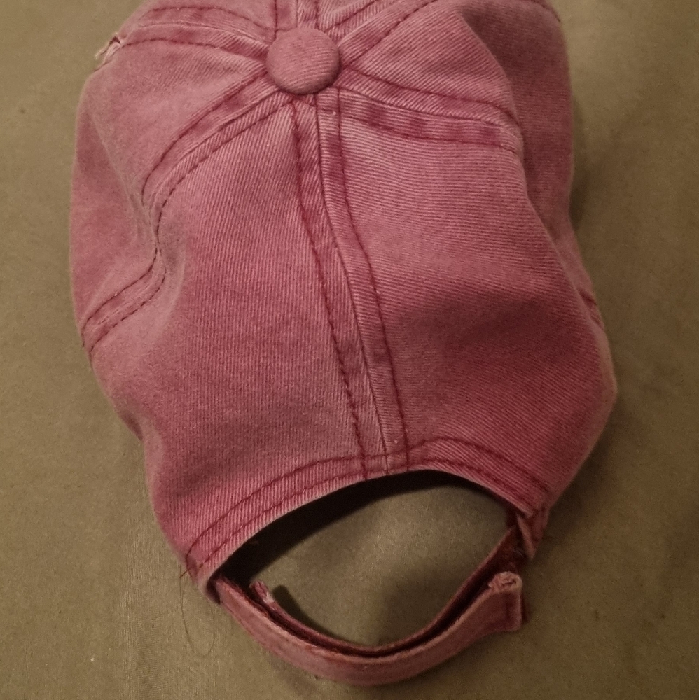 Pink Distressed Baseball Cap - Picture 2 of 2